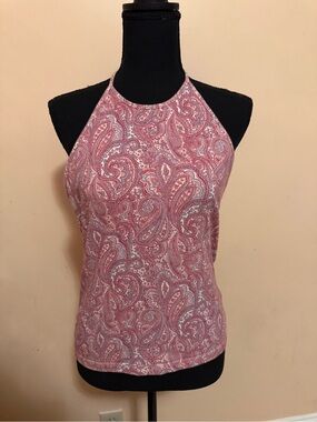 GAP Pink Paisley Halter Tank Top